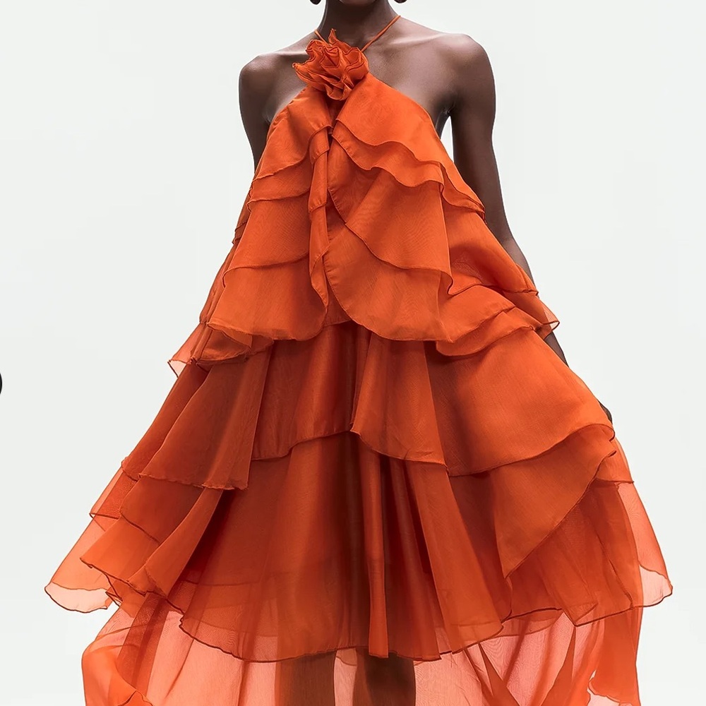 Elegant Orange Layered Dress